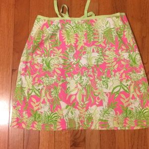 Lilly Pulitzer skirt. Ribbon tie. Zip. Size 4.